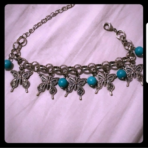 Silver Turquoise Butterfly Bracelet - Picture 4 of 7